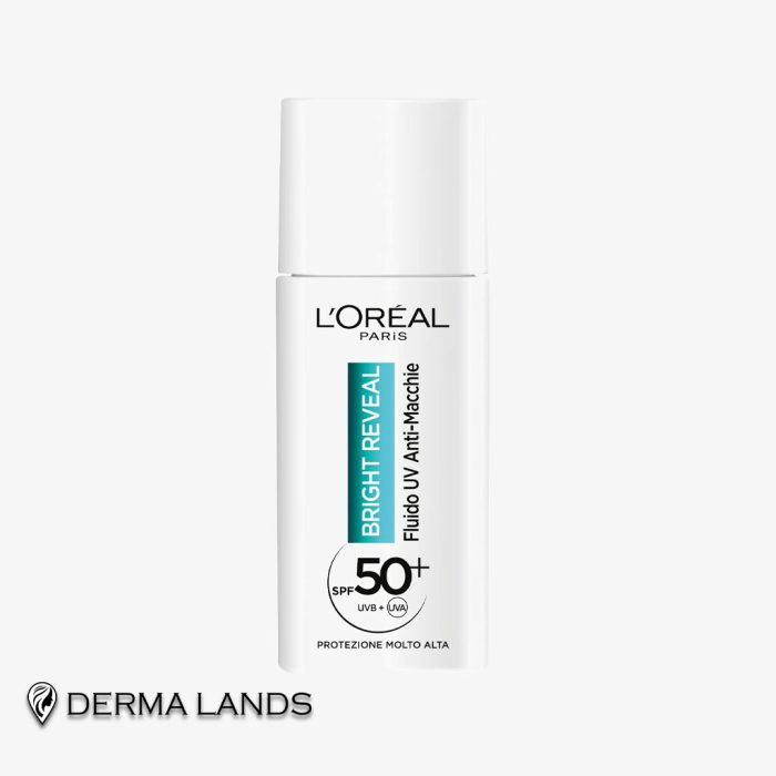 فلوئید روزانه ضدلک لورآل پاریس — Bright Reveal UV Fluid SPF 50+ با نیاسینامید + LHA + ویتامین E (۵۰ میلی‌لیتر)